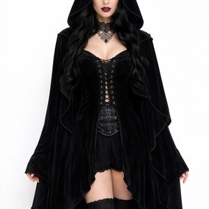 The Pyramid Collection Cape L Velvet Corset Black Victorian Goth Renaissance
